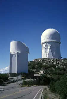 Observatory Prints: Astronomy Observatory. 2. 3 & 4 (Mayall) Meter Telescopes at Kitt Peak, Arizona, USA