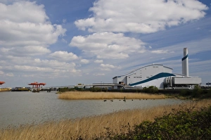 Belvedere energy-from-waste incinerator, Erith Marshes, River Thames, Bexley, Kent, England, April