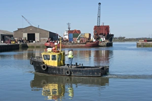 Dock Prints: Boats in dock, Glasson Dock, River Lune, Lancaster, Lancashire, England, march