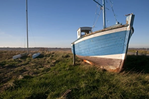 Normandy Prints: Boats at edge of estuary, Regneville-sur-mer, Manche, Normandy, France, December
