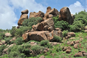 Game Prints: Boulders in lowveld habitat, Pilanesberg N. P. North West Province, South Africa