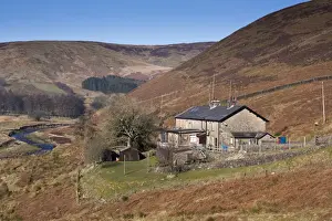 Cottages Prints: Bowland Pennine Mountain Rescue headquarters in upland landscape