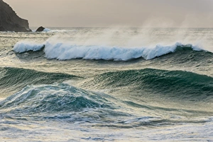 : Breaking swell waves at dawn, Coumeenole North