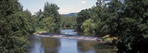 Shropshire Prints: Britain - Shropshire Weir on the River Teme - Ludlow, Shropshire