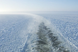 Ices Prints: Broken ice channel from ferry on frozen sea