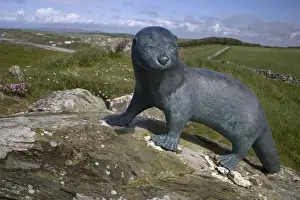 Sculptures Prints: Bronze otter memorial, erected in memory of Gavin Maxwell (author and naturalist)