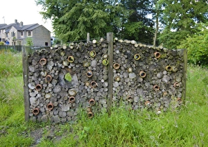 Environmental Prints: Bug hotel in conservation area, Chipping, Forest of Bowland, Lancashire, England, July