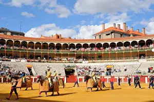 Tradition Prints: Bullfighting, Picadors parading in bullring at beginning of event, Spain, september