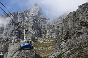 Cape Prints: Cable car and mountain cliffs, Table Mountain, Cape Town, Western Cape, South Africa