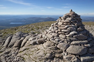 Piles Prints: Cairn on mountain summit, Cairn Gorm, Cairngorms N. P. Highlands, Scotland, July