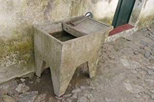 Washing Prints: Cast concrete washtub, Castelo de Vide, Portalegre District, Alentejo, Portugal, april