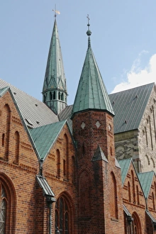 Denmark Prints: Cathedral towers in historic town
