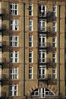 Window Prints: City apartment building facade with balconies, London, England, april