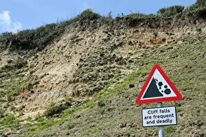 Dangerous Prints: Cliff falls are frequent and deadly sign beside coastal cliff erosion