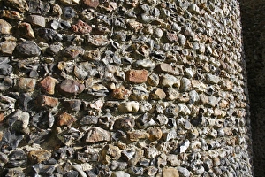 Stones Prints: Close-up of flint walls of Norman round-tower, largest Norman round-tower in country, St