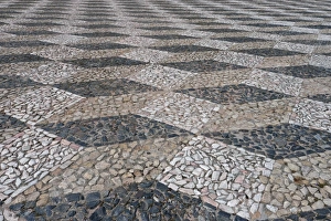Stones Prints: Close-up of patterned cobbled surface in town square