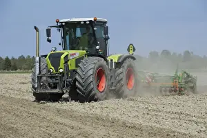 Modern Prints: Cls Xerion 3300 TRAC VC tractor with Amazone Catros 5501-T disc harrows
