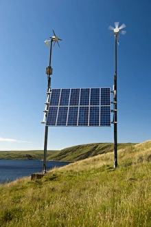 Reservoirs Prints: Combination of solar panels and wind turbines