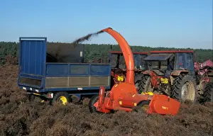 Protection Prints: Conservation-RSPB Foraging Machine cutting heather to encourage regeneration
