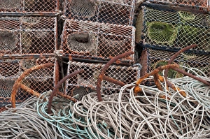 Industry Prints: Crab fishing pots, rusty anchors and ropes
