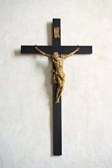 Religions Prints: Crucifix on cathedral wall, Strangnas Cathedral, Sodermanland, Sweden, august