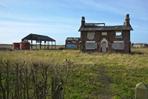 Farmhouse Prints: Derelict farmhouse and farm buildings, Burscough, Southwest Lancashire, England, february