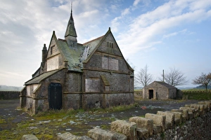 Schools Prints: Disused village school with lead stolen from roof