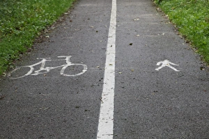 Cycling Prints: Divided cycle and walking track with painted signs