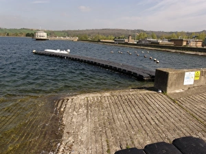Reservoirs Prints: Edge of manmade reservoir, Farmoor Reservoir