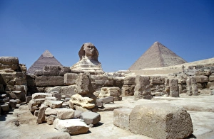 Egyptian Prints: Egypt Gizeh - Sphinx & Pyramids of Chephren & Cheops
