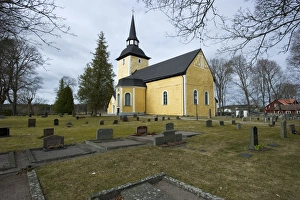 Religions Prints: Eighteenth Century church and graveyard, Enkoping-Nas Kyrka, Uppland, Sweden, april