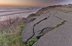 Erosion Prints: Erosion of sea cliffs with damaged road