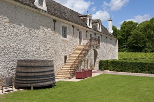 Grapes Prints: Estate building at vineyard, Chateau de Pommard, Burgundy, France, june