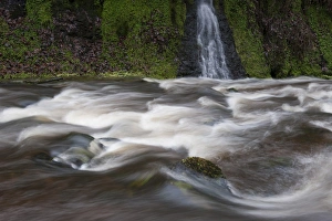 Storm Prints: Fast flowing river in spate following storm, Cumbria, England, December