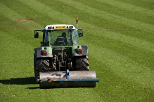 Roller Prints: Fendt Favorit 716 tractor with rollers, rolling grassland pasture, England, april