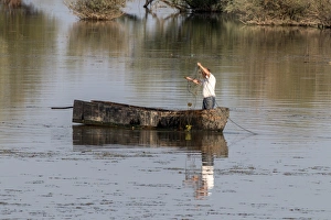 Fisherman on Lake kerkini Northern Greece