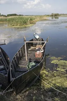 Fresh Prints: Fishermans boat on the edge of Lake Kerkini. Northern Greece