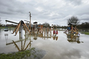 Environmental Prints: Floodwater in playground during river flood
