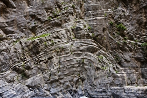 Limestone Prints: Folded strata in high limestone cliffs