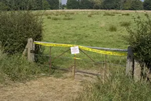 This Footpath is Closed on Account of Foot and Mouth Disease sign and No Entry