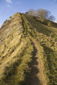 Hilly Prints: Footpath up steep coastal hill, Houns Tout, Chapmans Pool, Dorset, England, january
