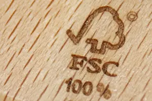 Products Prints: Forest Stewardship Council (FSC) label on wooden product