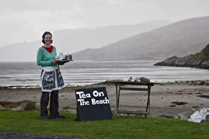 Woman Prints: Georgina Kitching serving tea at Tea on the Beach