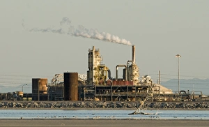 Geothermal powerstation on shore of saline lake, Salton Sea, California, U. S. A. april