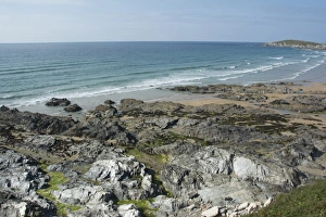 Shore Prints: Greenstone igneous rocks on beach, Fistral Bay, Newquay, Cornwall, England, July