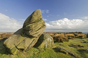 Moor Land Prints: Gritstone rock formation, Baslow Edge, Peak District, Derbyshire, England, march