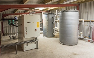 Indoor Prints: Heat exchange unit on poultry farm, Oswestry, Shropshire, England, August