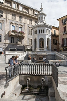 The Hot Sulphur Spring at La Bollente in the centre of Acqui Terme, Piemont Italy