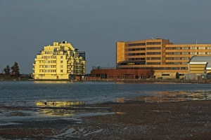 Holidays Prints: Hotel buildings in seaside resort