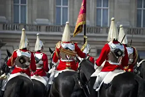 Rides Prints: Household Cavalry mounted troopers in ceremonial uniforms